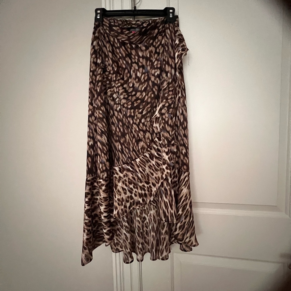 Vince Camuto Brown Animal Print High Low Skirt